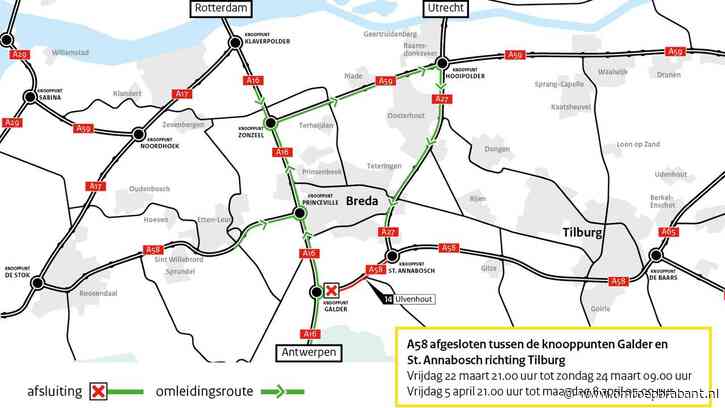 A58 dicht door werken aan asfalt: verkeer wacht files en omleidingen