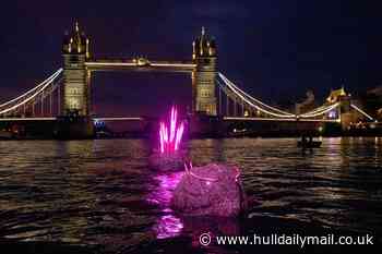 Two giant titans of cinema, Godzilla and Kong, have been spotted - in the Thames in London
