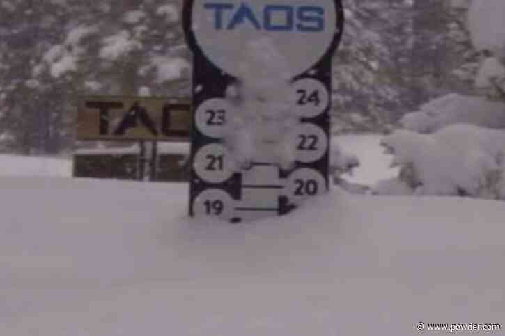 Taos Ski Valley's Snow Stake Nearly Buried By 2+ Feet Of New Snow