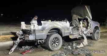 Truck suspected in 124 Street drive-by shooting found torched in north Edmonton