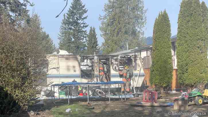 Chilliwack fire crews called to Fairfield Island as fire guts trailer