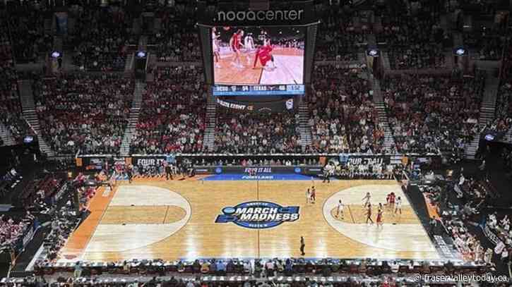 NCAA says a 3-point line was drawn 9 inches short at Portland women’s regional by court supplier