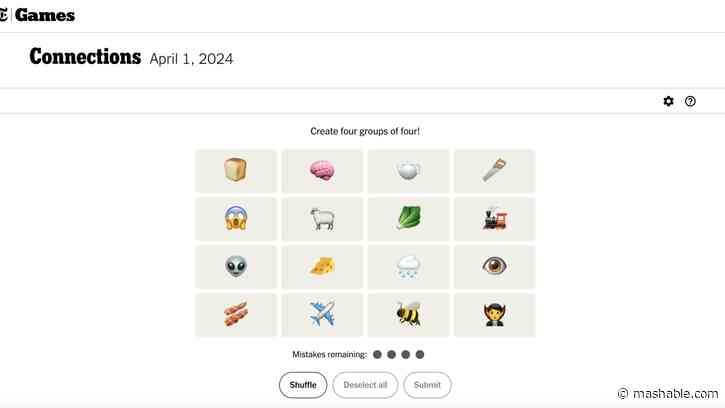 NYT 'Connections' used emoji on April Fools' Day. Players weren't amused.