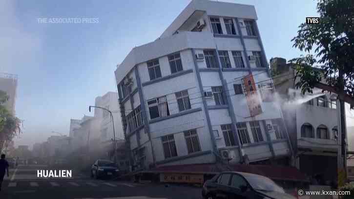 A strong earthquake shakes Taiwan, damaging buildings and causing a small tsunami