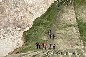 ‘Idiot' walkers caught on camera on cliff edge – despite fact it keeps collapsing