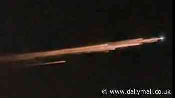Moment part a CHINESE rocket explodes over California after rouge reentry through Earth's atmosphere - months after spy balloon fiasco