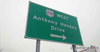 Rock thrown from Anthony Henday Drive overpass hits vehicle, police seek footage