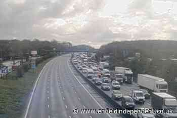 M25 Godstone Surrey crash: All traffic stopped