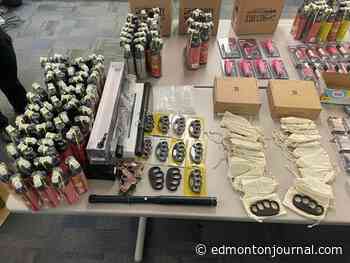 Police seize 185 weapons after raid on Edmonton inner-city smoke shop