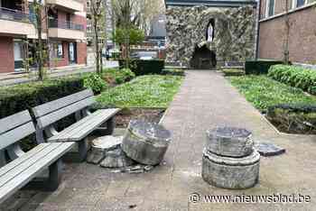 Vandalen vernielen sokkel aan Lourdesgrot in centrum Maaseik