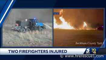 Okla. firefighters burned after wind shifts during wildfire
