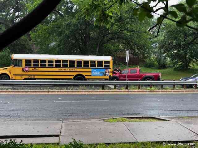 IDEA staff 'evaluating' 3 students after truck crashes into bus