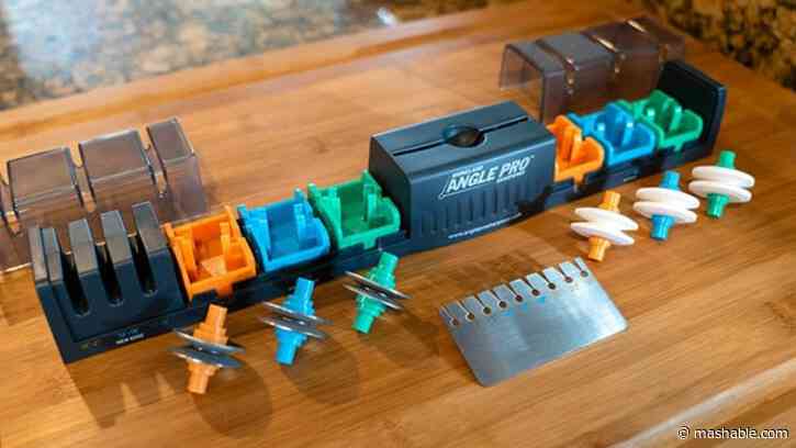 Put a new edge on your knives with this sharpener for only $55.99