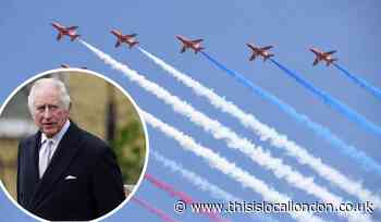Red Arrows as part of King's birthday flypast over Essex