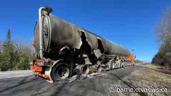 Fire rips through tanker truck on Highway 11 in Muskoka