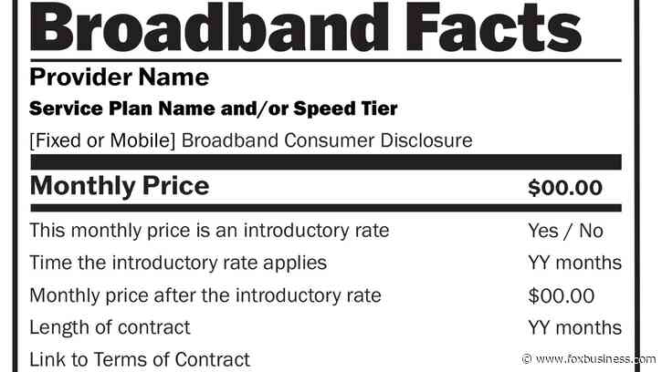 New FCC rules require 'nutrition label' for high-speed internet plans