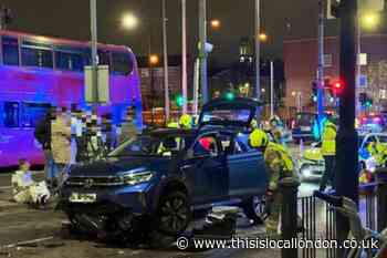 Westferry Circus, Canary Wharf crash: Three people injured