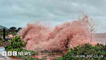 Stormy conditions turn sea pink