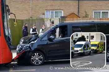 Westferry Road, Isle of Dogs crash: Bus and car involved