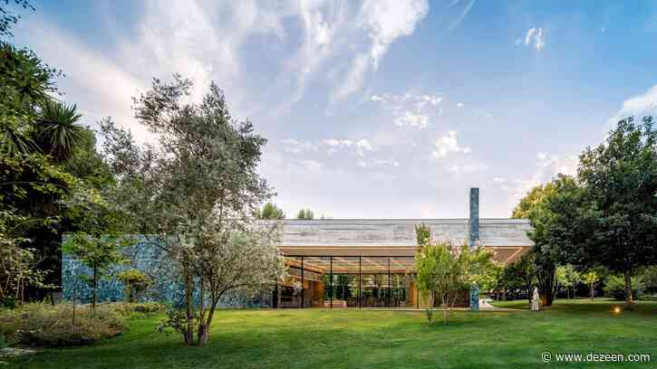 Spaceworkers marries concrete with green ceramic tiles at Pavilion in the Garden