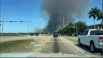 Crews battle large brush fire burning in SW Miami-Dade
