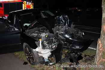 18-Jähriger prallt mit Mazda in Minden frontal vor Baum
