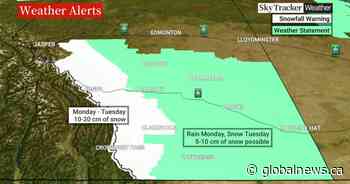 Cooler temperatures, snow and rain on the way for parts of Alberta