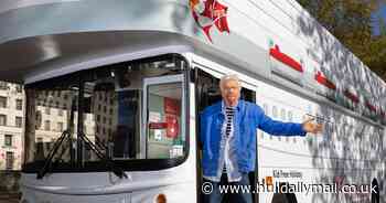 Sir Richard Branson 'sails' around London - handing out 200 free Virgin cruise tickets