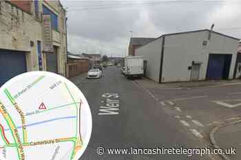 Weir Street in Blackburn partially blocked after crash