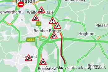 Lane closed after crash on M61 northbound in Higher Walton