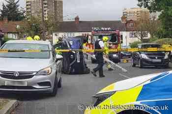 Straight Road, Harold Hill crash: Car flips near McDonald's