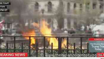 Prozess gegen Trump in New York: Mann steckt sich selbst in Flammen
