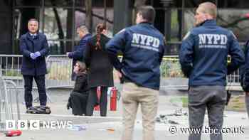 Protester sets himself on fire outside Trump trial