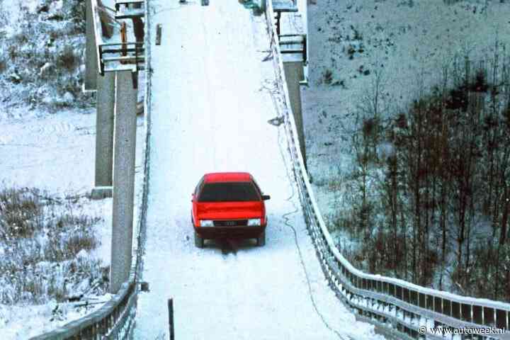 Audi 100 Quattro reed zelf tegen skischans op: en die kabel dan?
