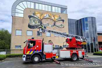 Brandweerkazerne Leuven wordt opgefleurd met gigantische muurschildering