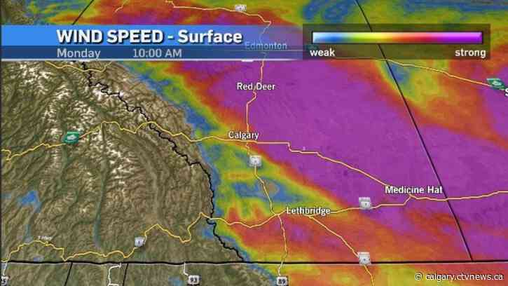 Calgary will be windy Monday, warmer Tuesday and Wednesday