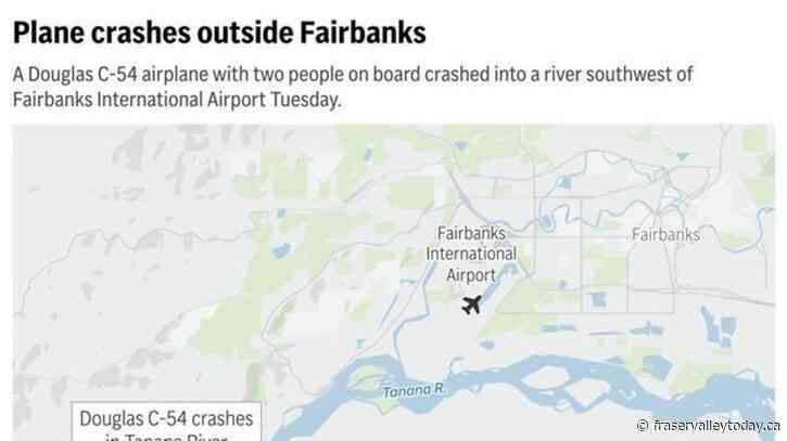 Douglas DC-4 plane with 2 people on board crashes into river outside Fairbanks, Alaska