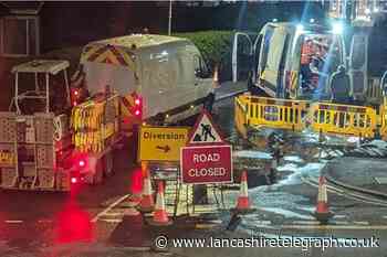 United Utilities attend water leak on Rishton road