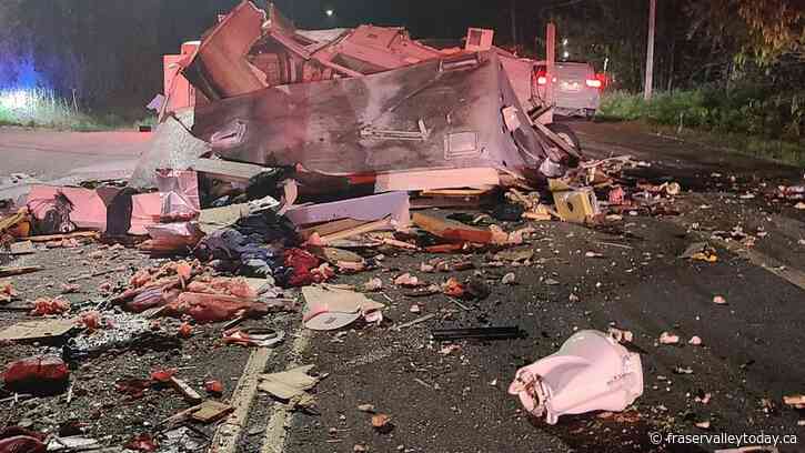 Two sent to hospital as a result of a collision between a motorhome and truck near Mission