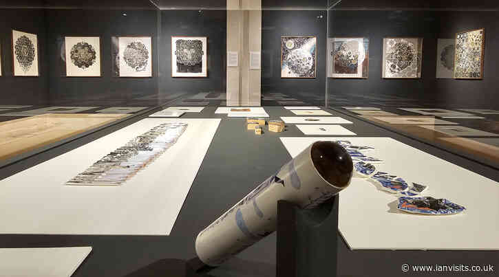 Wooden kaleidoscopes filling the Guildhall Art Gallery