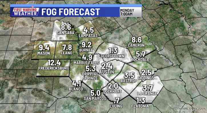 Foggy to sunny on Monday followed by more wet weather