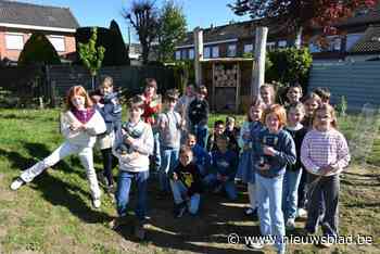 Schoolkinderen bouwen twee insectenhotels in nieuwe groenzones