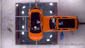 Volvo EX30 endures a side impact crash test with an EX90