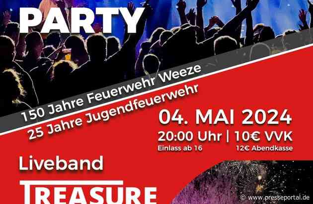 Feuerwehr Weeze: Großes Jubiläum - 150 Jahre Feuerwehr Weeze - Mit Festakt und anschließender öffentlicher Feuerwehrparty im Gerätehaus Weeze