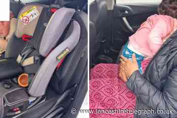 Officer 'shocked' after spotting mum carrying child in back seat