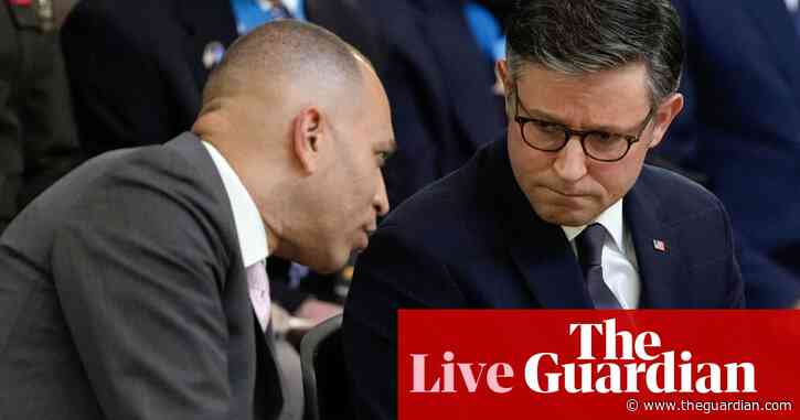 Mike Johnson denies collaborating with Democrats to defeat attempt to remove him – as it happened