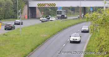 Major Metro delays after low loader carrying digger hit A19 bridge