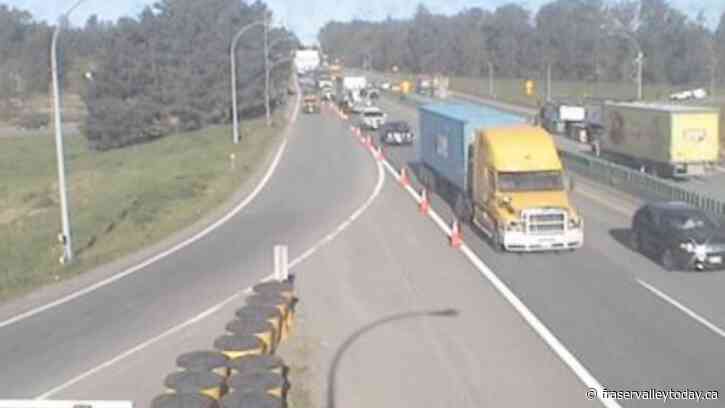 Highway 1 traffic backed up through Abbotsford due to major vehicle incident Thursday morning