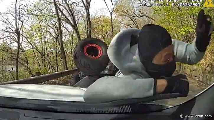 WATCH: ATV crashes into Connecticut police cruiser attempting to block pedestrians from harm