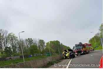 Lengthy traffic delays on A19 in North Tyneside after reports of car on fire